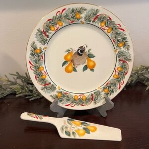 Andrea By Sadek Partridge in a Pear Tree Cake Plate & Server 
Christmas Plate‎